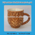 2016 new style ceramic mug with leaf pattern